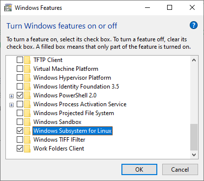 enable windows subsystem