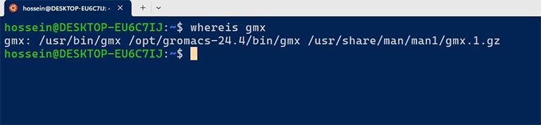 whereis gmx command output